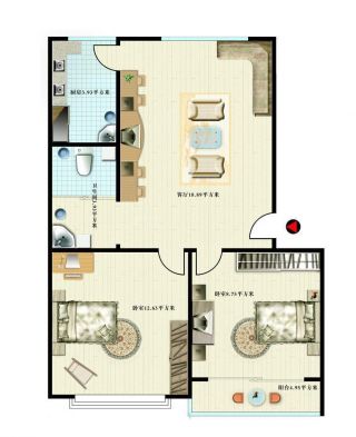60平米小户型两室一厅房子装修设计平面图