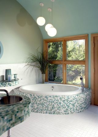 房子按摩浴缸马赛克瓷砖贴装修设计图片大全100平
