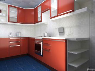 60平米两室一厅小户型红色橱柜装修效果图片