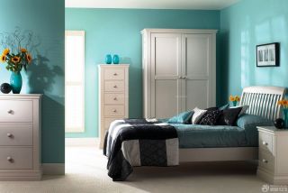90平两室两厅蓝色卧室设计装修效果图