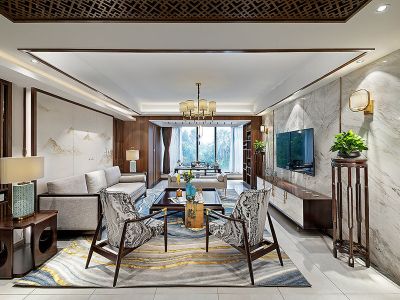正黄金域香江142平中式风格四居室装修案例