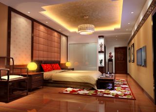 中式家装卧室装饰设计效果图