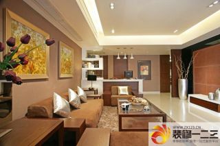 新中式风格长方形客厅装修图片