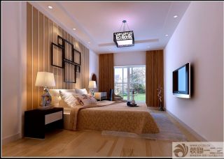 现代风格长方形卧室床头背景墙设计图 