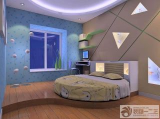 儿童卧室圆形床设计图片
