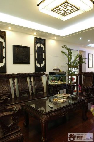 中式客厅实木家具摆放图片