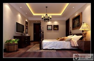 15平米卧室深褐色木地板装修实景图
