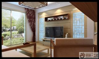 家装客厅木质背景墙设计图片