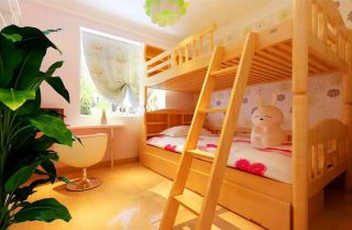 韩式田园风格儿童房间子母床小户型效果图欣赏