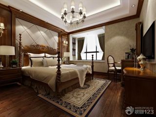 最新美式古典风格主卧室四柱床效果图