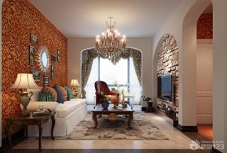 地中海风格家装客厅拱形门洞效果图片欣赏