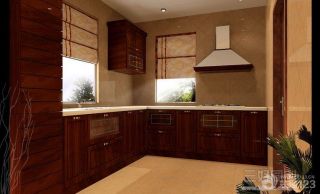 美式风格厨房实木橱柜效果图