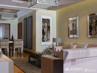 新中式风格客厅墙画效果图欣赏