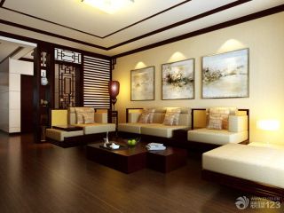 2023新中式客厅沙发背景墙装修设计效果图
