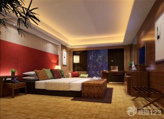 中式风格酒店20平米卧室装修设计效果图