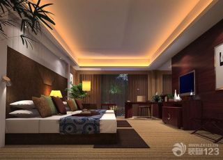 新中式酒店卧室颜色搭配装修设计效果图