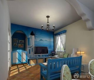 2023地中海风格最新客厅液晶电视背景墙装修效果图片