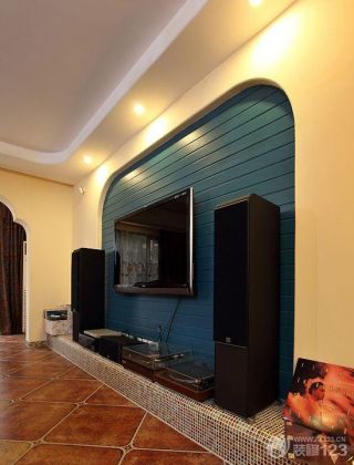 地中海风格最新客厅液晶电视背景墙装修效果图