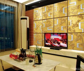 中式混搭客厅电视魔块背景墙装修效果图欣赏