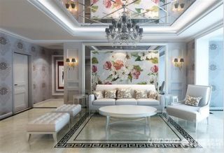 最新欧式新古典风格时尚客厅沙发背景墙装修效果图 