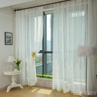 小清新别墅室内客厅窗帘装修设计效果图欣赏