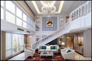最新时尚欧式家装设计顶级别墅客厅楼梯装修效果图大全