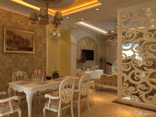 时尚家庭餐厅欧式餐桌设计效果图片