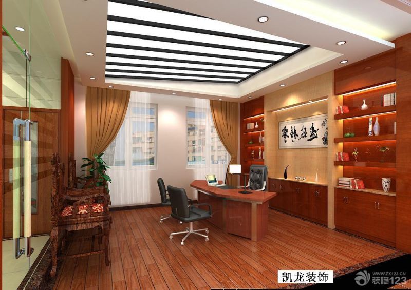 中式实木家具办公室装修效果图