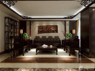中式新古典风格家庭休闲区沙发装修设计效果图欣赏