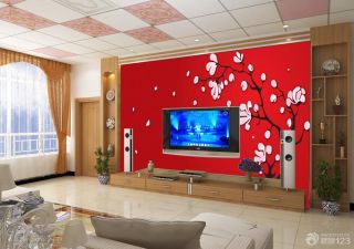 现代风格手绘电视背景墙效果图欣赏