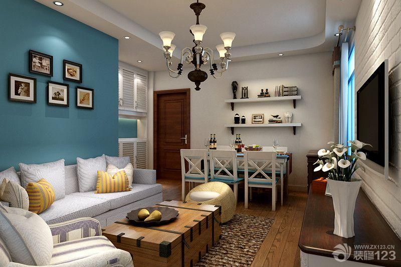 2023地中海风格设计小客厅背景墙装饰图片