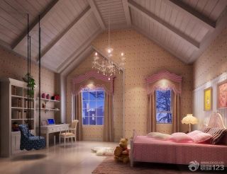 2023最新别墅粉色系20平米卧室装修设计效果图