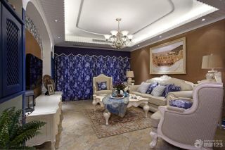 地中海风格设计时尚客厅室内吊顶效果图欣赏