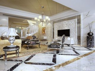 流行时尚跃层40平米客厅瓷砖拼花装饰效果图大全