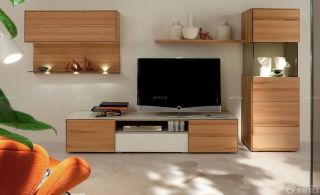 最新80平米样板房实木电视柜设计图片