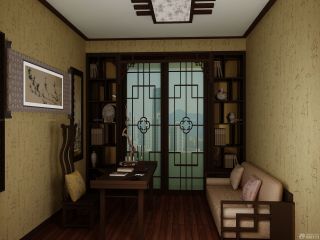 中式书房实木书柜装修效果图片欣赏