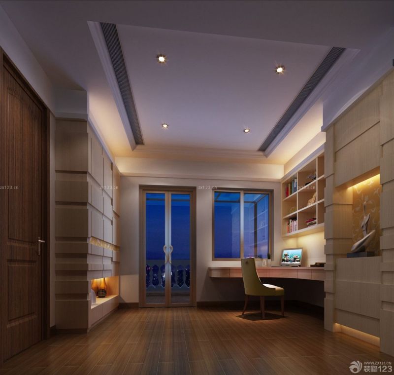 2025最新简约温馨花园洋房转角电脑桌书柜组合设计效果图