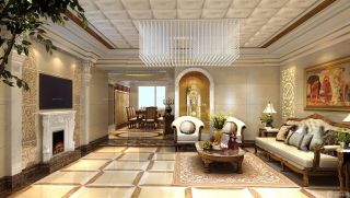 欧式风格客厅瓷砖拼花设计效果图欣赏