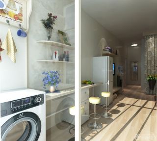 简约风格40平方单身公寓阳台洗衣机装修效果图
