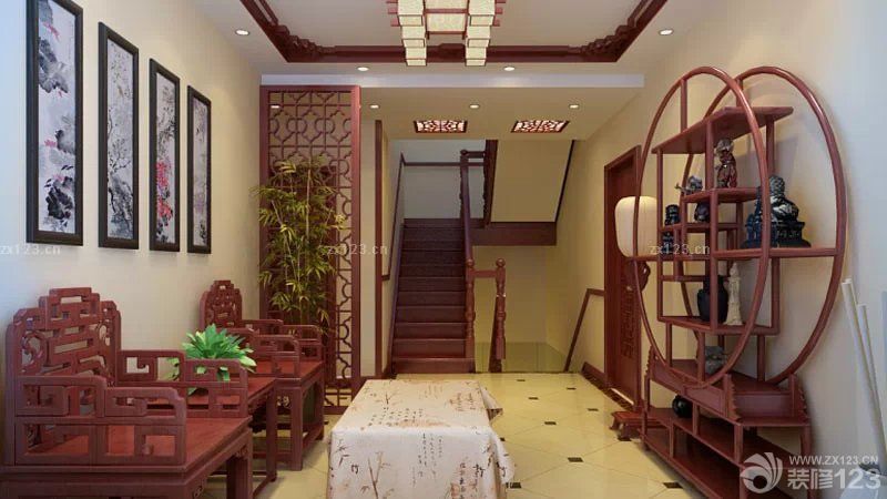 中式仿古装修时尚客厅实木家具图大全