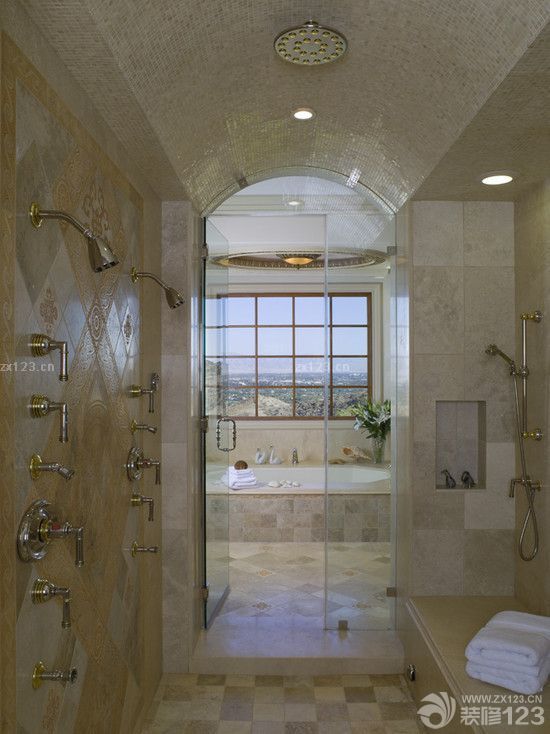 最新浴室仿古砖装修效果图大全2023图片
