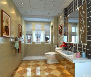 欧式风格家装卫生间地面瓷砖铺贴图设计