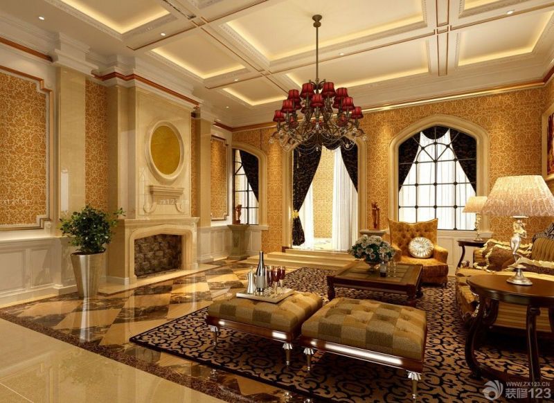 经典欧式风格客厅墙纸装饰效果图欣赏