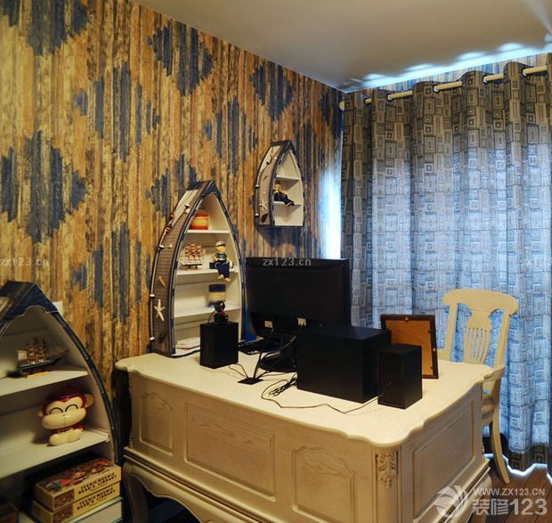 140平米地中海风格书房装饰效果图片  