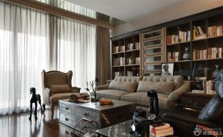 最新100平米房子户型现代美式客厅窗帘设计图片