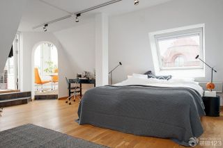 70平米北欧风格卧室床设计效果图片