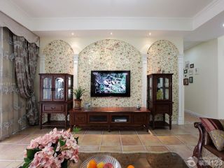 140平米户型家装客厅电视柜电视背景墙图片欣赏
