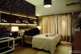 最新中式卧室床头背景墙实景图欣赏