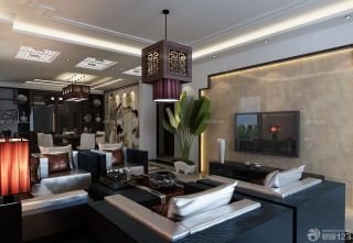 140平方现代中式风格室内客厅装修效果图
