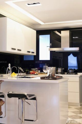 欧式风格开放式厨房吧台设计图片